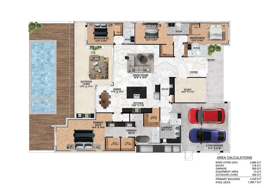 2D floor plan layout of this home in , Fort Lauderdale, FL (Image 2). 2D floor plan layout of this home in , Fort Lauderdale, FL (Image 2).