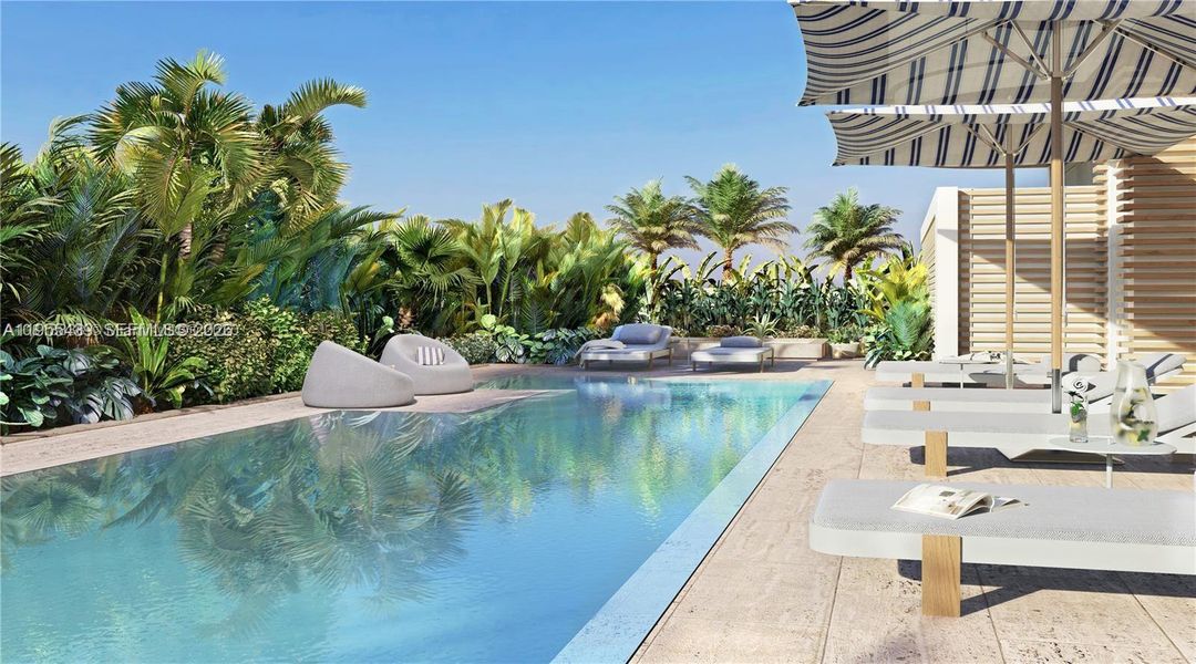 Exterior details and patio area of a home in , Miami Beach (Image 2). Exterior details and patio area of a home in , Miami Beach (Image 2).