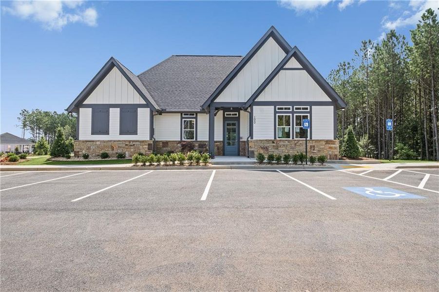 Front exterior of a new home in Hawthorne Ridge, McDonough, GA, highlighting curb appeal (Image 20). Front exterior of a new home in Hawthorne Ridge, McDonough, GA, highlighting curb appeal (Image 20).