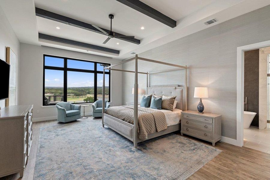 Expansive window wall with a broad landscape panorama