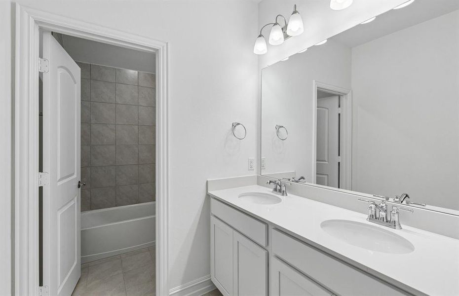 Secondary bath with double vanity Secondary bath with double vanity