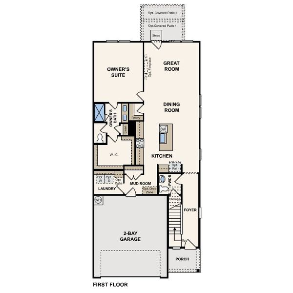 2D floor plan layout for the Willow by Century Communities in Evelyn, Austin, TX (Image 3).