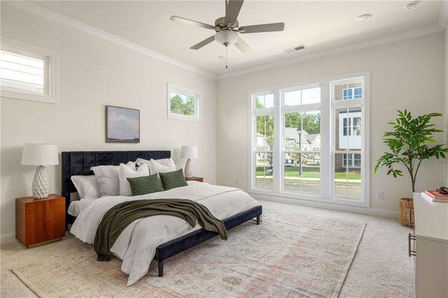 Furnished interior view inside a new home in Evanshire Single Family, Duluth (Image 6). Furnished interior view inside a new home in Evanshire Single Family, Duluth (Image 6).