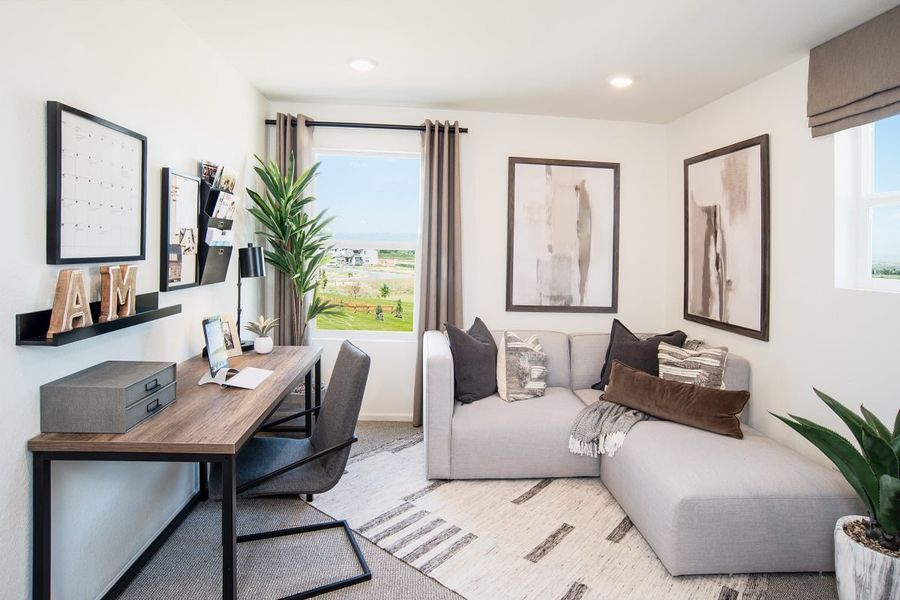 Representative furnished interior of a home built from the 1468 Modeled by KB Home in Turnberry Villas, Commerce City (Image 6).