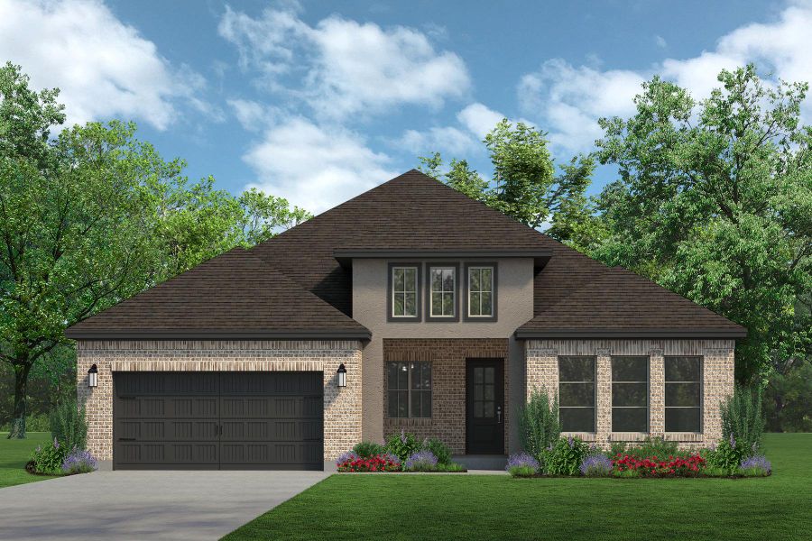 Representative exterior photo of a completed home built from the Pecos by Sandlin Homes in Settler's Glen, New Fairview, TX (Image 1). Representative exterior photo of a completed home built from the Pecos by Sandlin Homes in Settler's Glen, New Fairview, TX (Image 1).