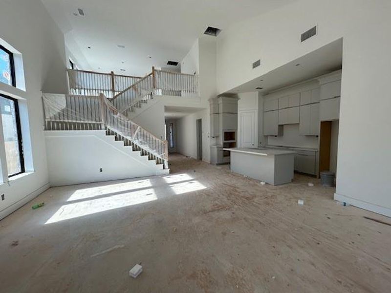 Stacked cabinets have gone in and also porcelain countertops.