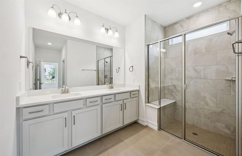 Modern owner's bath with spacious shower