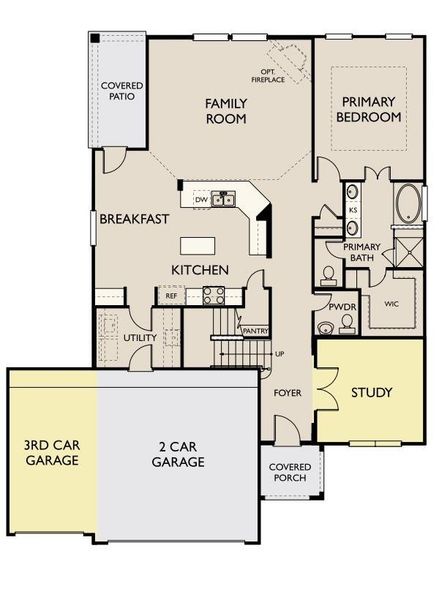 2D floor plan layout of this home in Sunterra Lakes, Brookshire, TX (Image 4).
