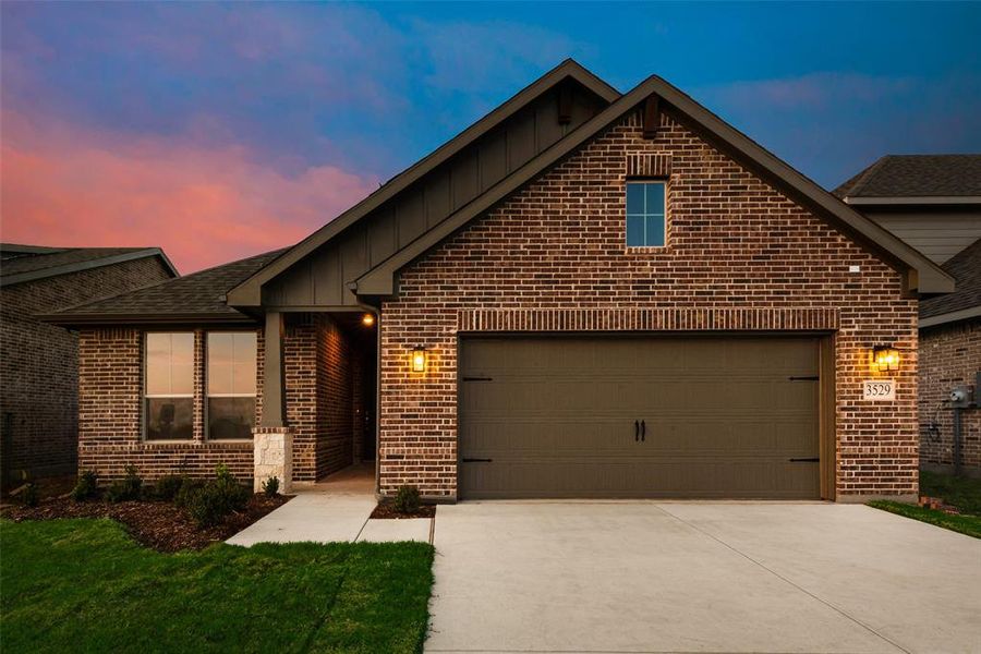 Front exterior of a new home in Liberty Pointe, Gainesville, TX, highlighting curb appeal (Image 19). Front exterior of a new home in Liberty Pointe, Gainesville, TX, highlighting curb appeal (Image 19).