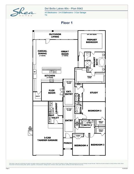 2D floor plan layout of this home in Del Bello Lakes 60', Manvel, TX (Image 2). 2D floor plan layout of this home in Del Bello Lakes 60', Manvel, TX (Image 2).