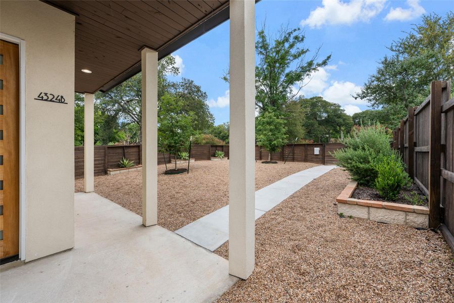 Exterior details and patio area of a home in , Austin (Image 28). Exterior details and patio area of a home in , Austin (Image 28).