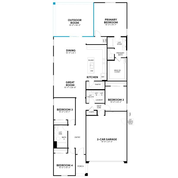 2D floor plan layout for the Clover by Brookfield Residential in Highland Sage at Alamar, Avondale, AZ (Image 20).