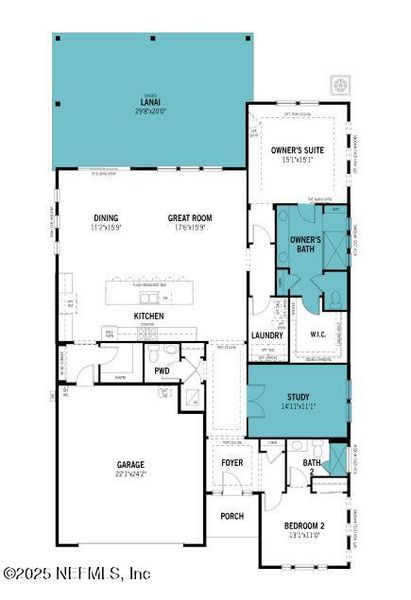 2D floor plan layout of this home in RiverTown - WaterSong, St. Johns, FL (Image 1).