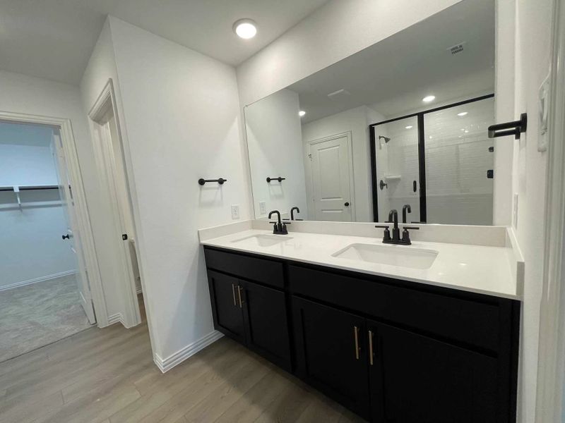 Primary Bathroom Construction Progress featuring the Noir Collection