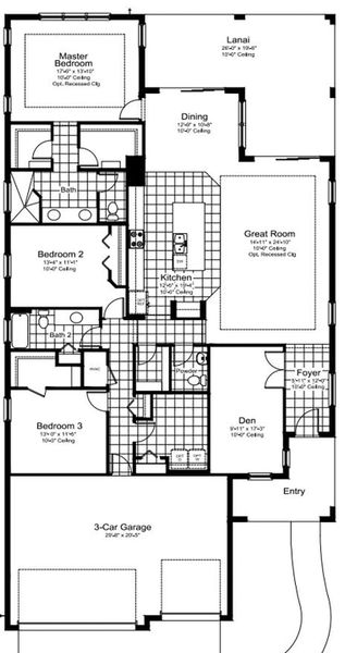 2D floor plan layout for the Sea Mist by Neal Communities in Verandah Real Estate and Homes for Sale in Fort Myers, FL - Neal Communities, Fort Myers, FL (Image 4).