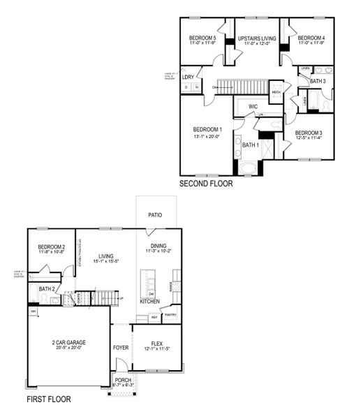 2D floor plan layout for the Hayden by D.R. Horton in Grandview at Lanier, Dawsonville, GA (Image 3).