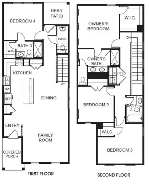 2D floor plan layout for the Oak by Pacesetter Homes in Blanco Vista, San Marcos, TX (Image 4).