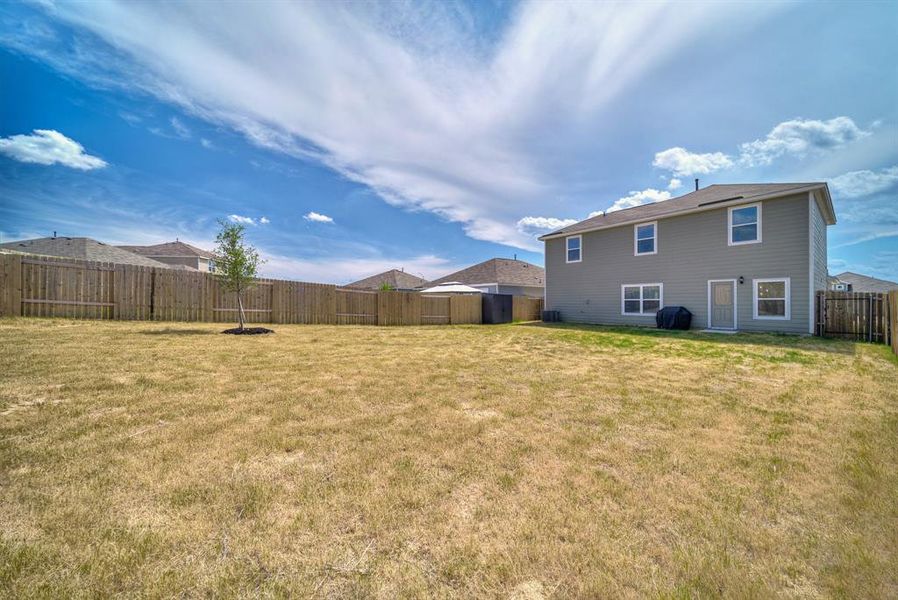 View of fenced backyard