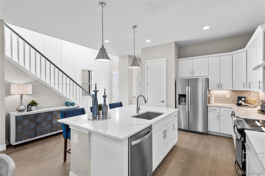 Furnished interior view inside a new home in Painted Prairie, Aurora (Image 20). Furnished interior view inside a new home in Painted Prairie, Aurora (Image 20).