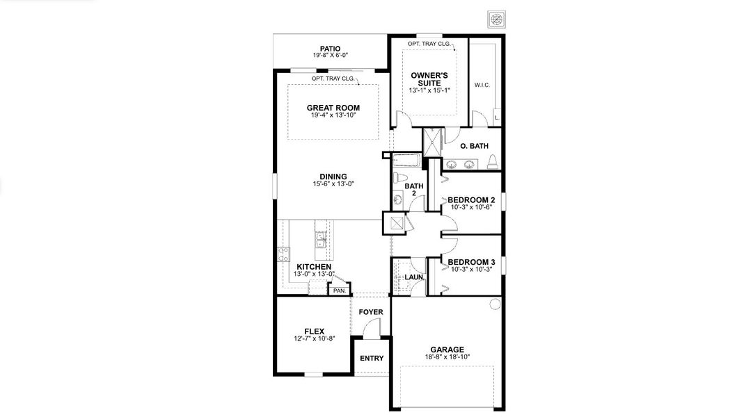 2D floor plan layout for the Panama by M/I Homes in Southpointe, Palmetto, FL (Image 5).