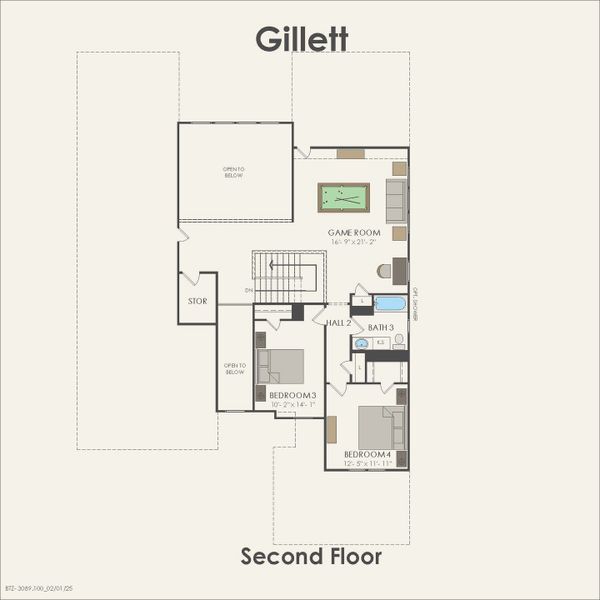 2D floor plan layout for the Gillett by Pulte Homes in Ryehill, Sugar Land, TX (Image 4). 2D floor plan layout for the Gillett by Pulte Homes in Ryehill, Sugar Land, TX (Image 4).