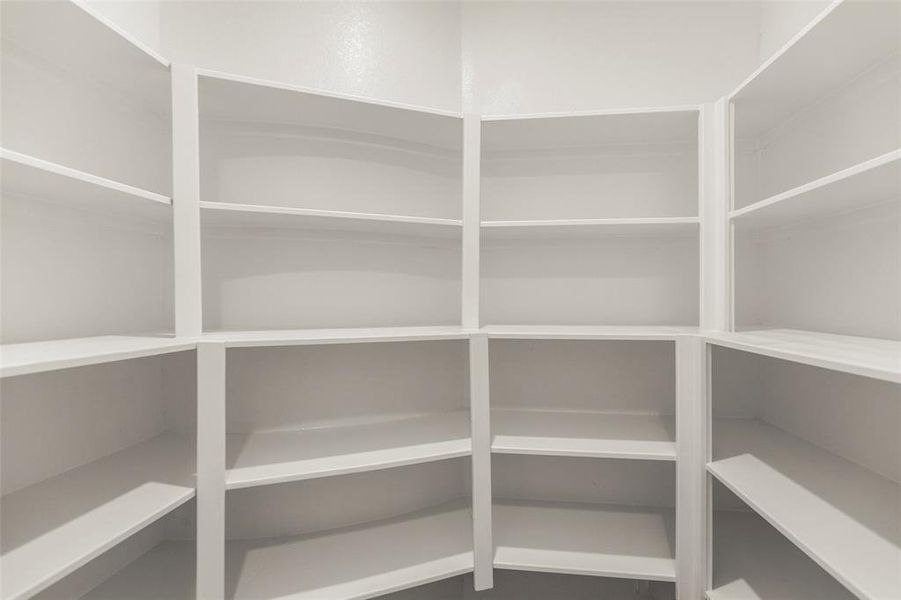 Enormous Space and Built-in Shelves in Walk-in Pantry