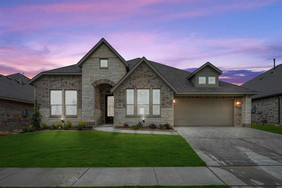 Front exterior of a new home in Sunset Ridge, Alvarado, TX, highlighting curb appeal (Image 24).