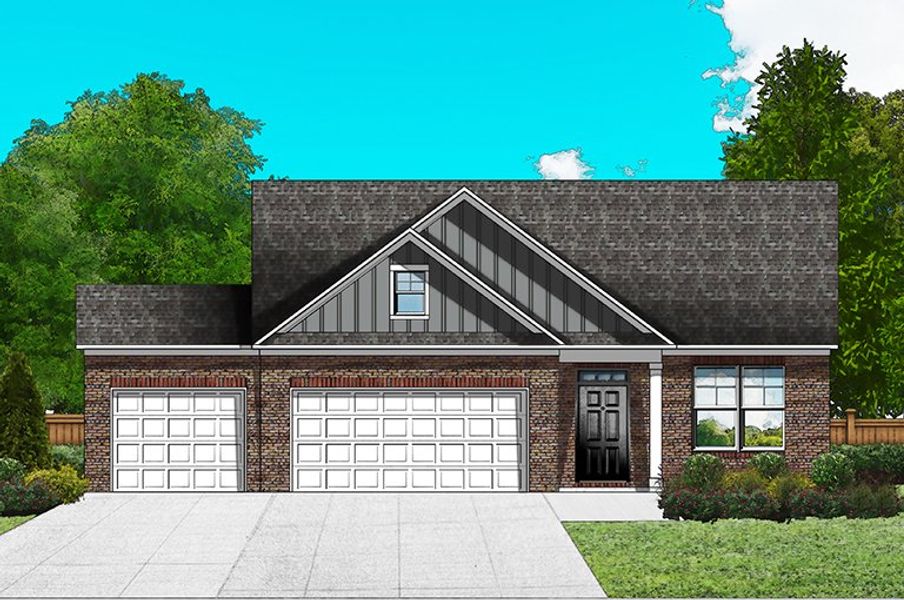 Elevation B4 - 3 Car Garage