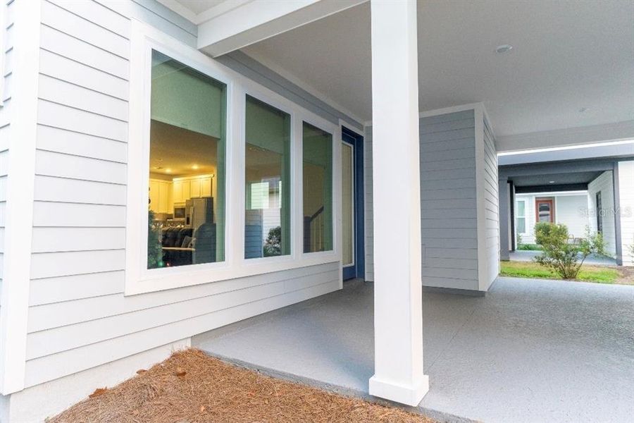 Exterior details and patio area of a home in Weslyn Park in Sunbridge 34', St. Cloud (Image 29).