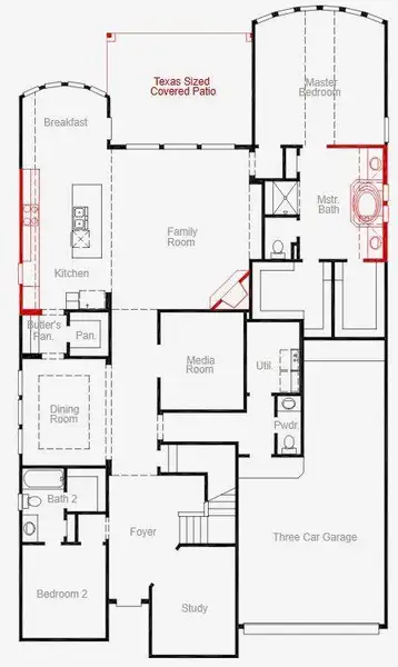 2D floor plan layout of this home in The Meadows at Imperial Oaks, Spring, TX (Image 3). 2D floor plan layout of this home in The Meadows at Imperial Oaks, Spring, TX (Image 3).