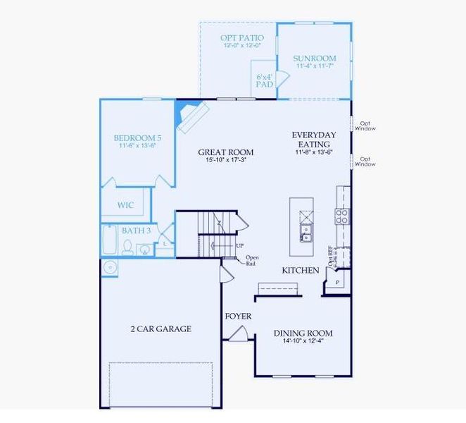 2D floor plan layout of this home in Berkeley Mill, Cumming, GA (Image 3).
