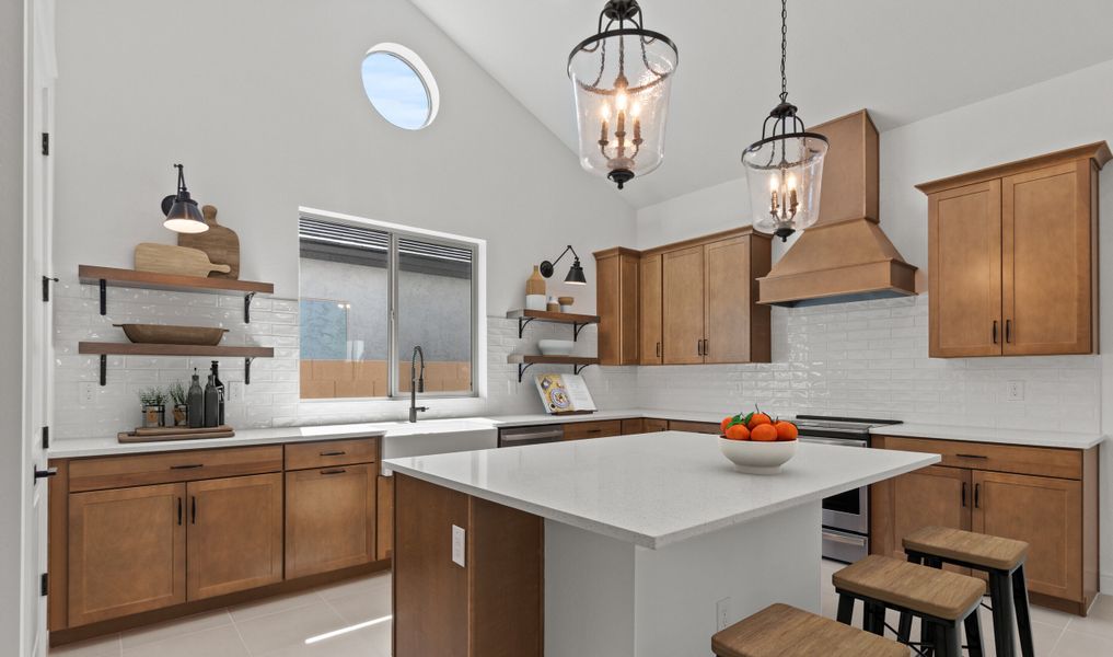 Kitchen with floating shelves