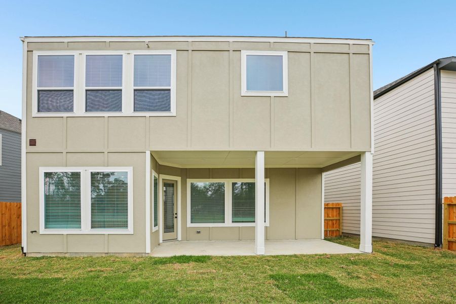 Exterior details and patio area of a home in Pinewood Trails - Luxe Series, Atascocita (Image 25). Exterior details and patio area of a home in Pinewood Trails - Luxe Series, Atascocita (Image 25).