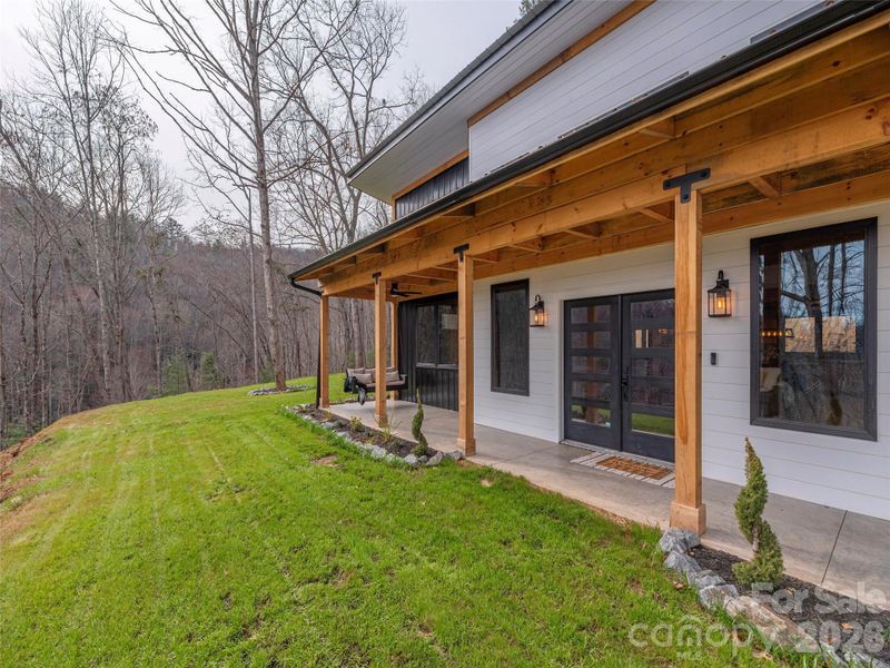 Exterior details and patio area of a home in , Waynesville (Image 23).