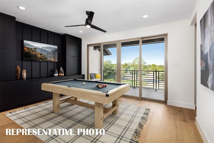 Many of the Linkside home plans offer spacious game rooms paired with outdoor decks that create the perfect entertainment zone.  REPRESENTATIVE PHOTO