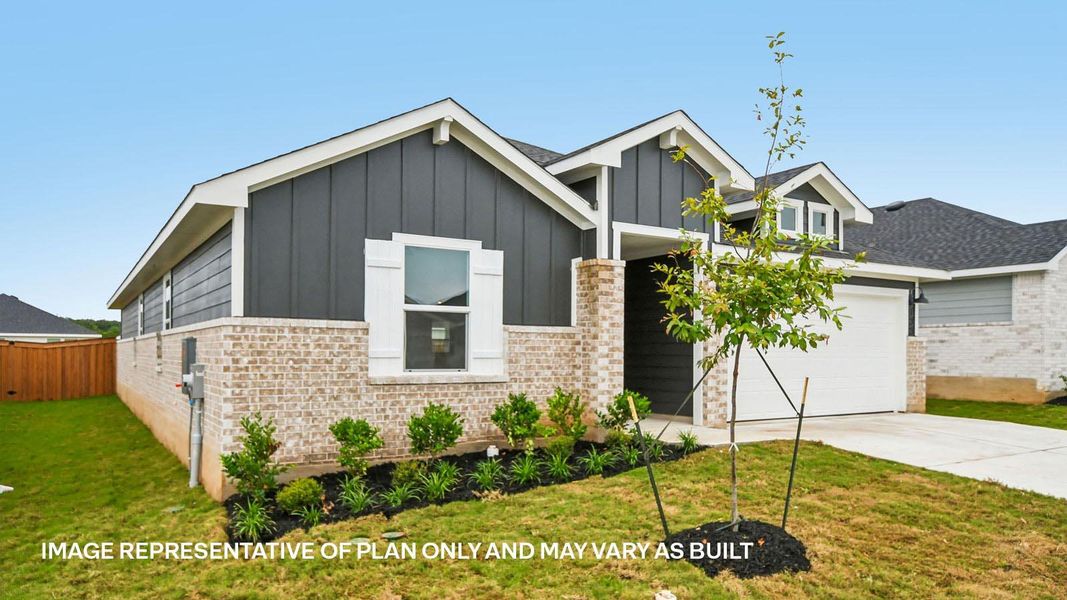 Front exterior of a new home in Thunder Rock, Marble Falls, TX, highlighting curb appeal (Image 18). Front exterior of a new home in Thunder Rock, Marble Falls, TX, highlighting curb appeal (Image 18).