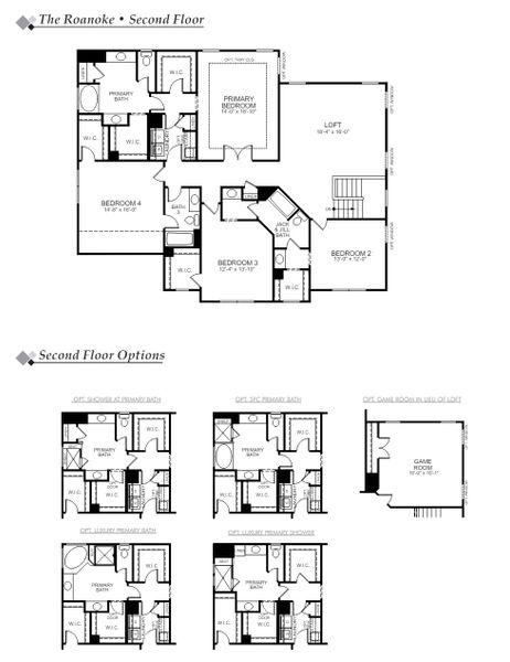 2D floor plan layout for the Roanoke by Eastwood Homes in Arbordale Reserve, Blythewood, SC (Image 4).