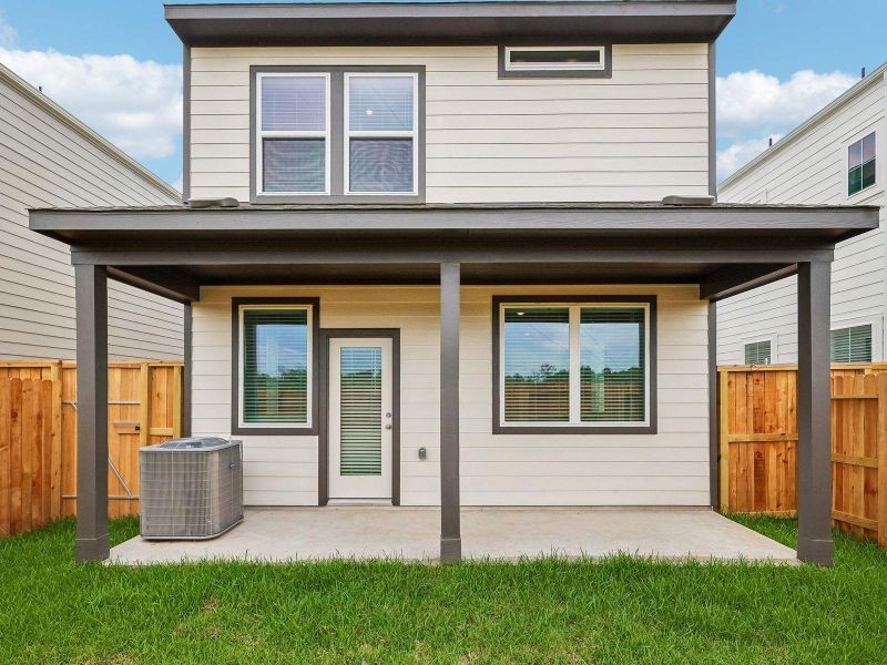 Exterior details and patio area of a home in Parkway Commons - City Series, Missouri City (Image 27). Exterior details and patio area of a home in Parkway Commons - City Series, Missouri City (Image 27).