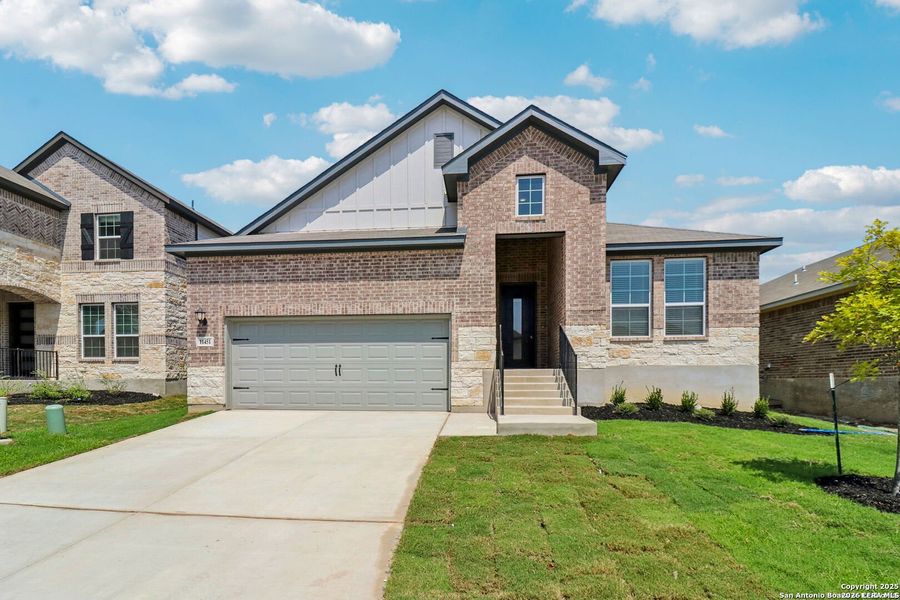 Front exterior of a new home in Sagebrooke - Classic Series, San Antonio, TX, highlighting curb appeal (Image 19).