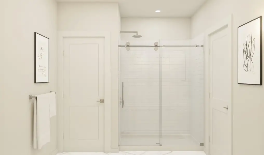 Primary bath with glass shower enclosure Primary bath with glass shower enclosure