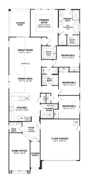 2D floor plan layout for the Chawton by K. Hovnanian® Homes in Chalet at Legacy Place, Glendale, AZ (Image 3).