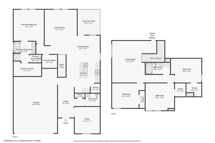 2D floor plan layout of this home in Clayton Ranch, Copperas Cove, TX (Image 5).