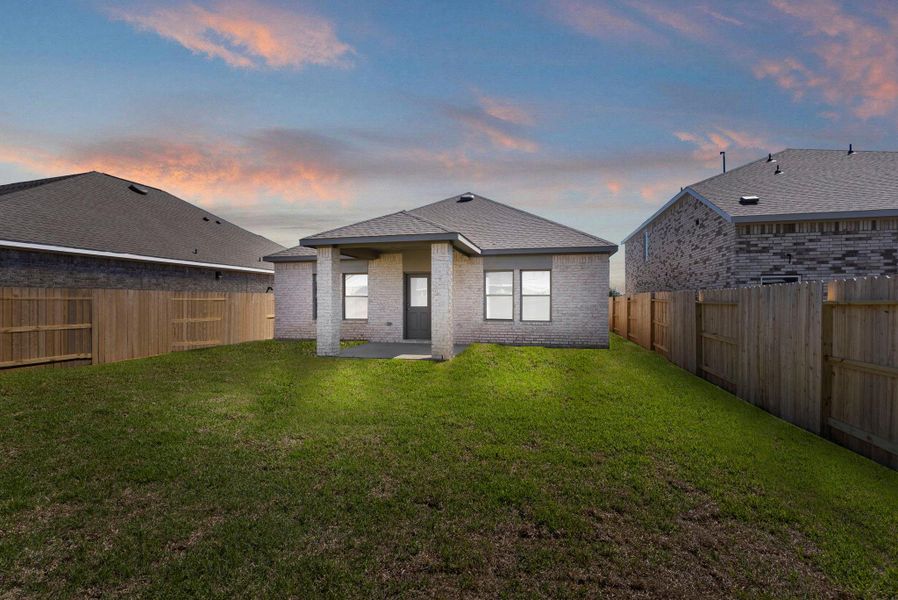 Exterior details and patio area of a home in Windrose Green, Angleton (Image 22).