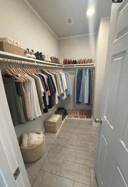 Large walk-in closet off primary bed