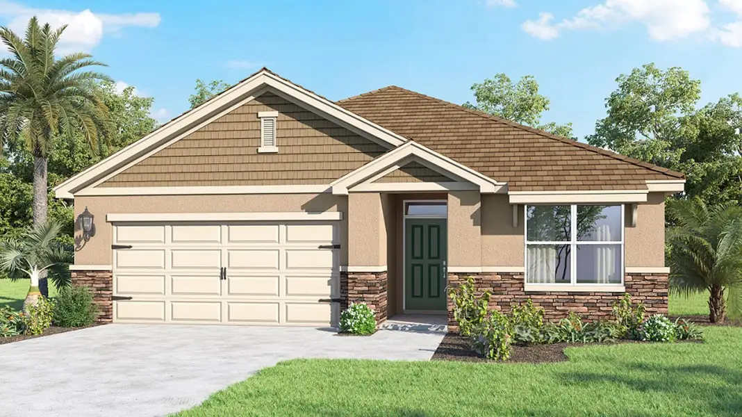 Front exterior of a new home in Crosswinds, Haines City, FL, highlighting curb appeal (Image 2).