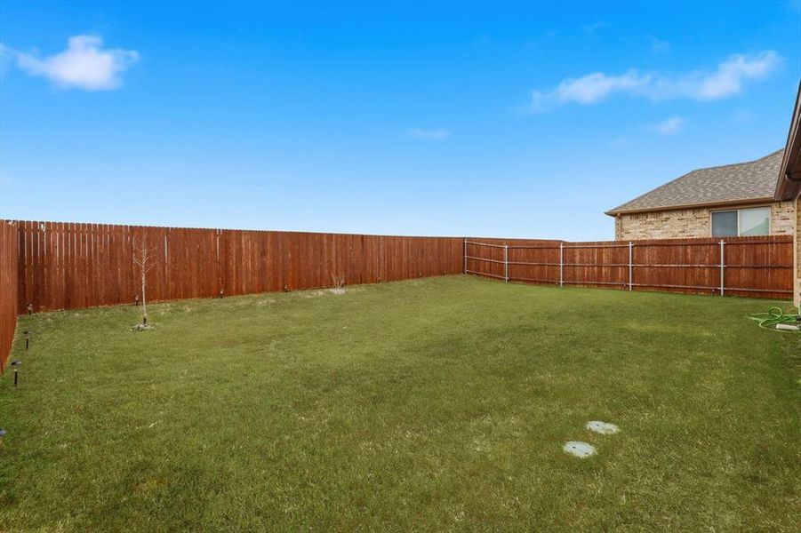 View of fenced backyard