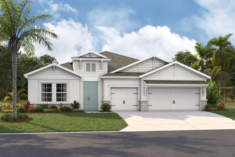 2D floor plan layout for the Bayshore I by Homes by WestBay in Pasadena Woods, Wesley Chapel, FL (Image 1).