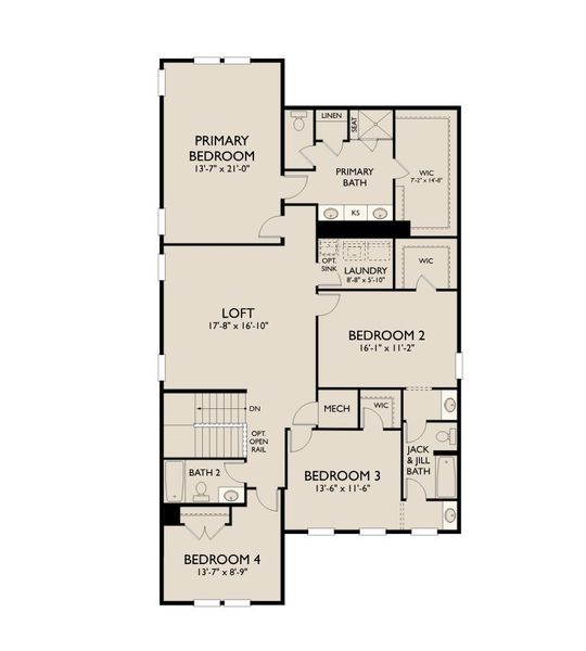 2D floor plan layout for the Palermo by Ashton Woods in Blue Heron Retreat, Little River, SC (Image 6).