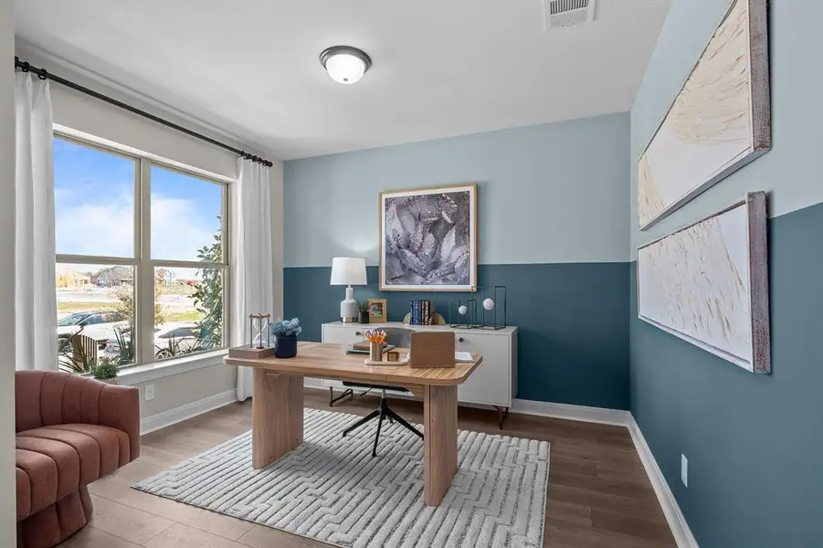 Office space featuring wood finished floors