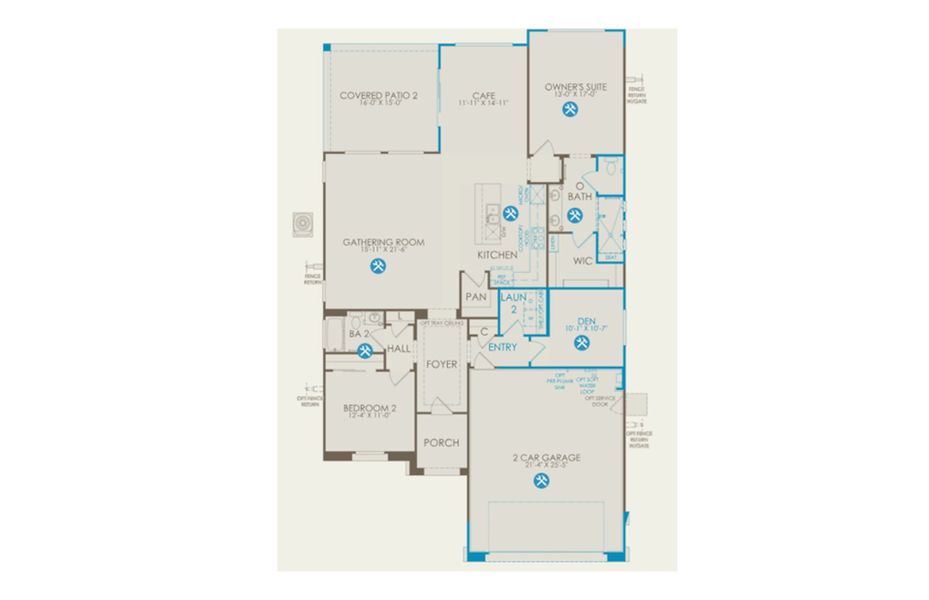 2D floor plan layout of this home in Del Webb at Rocking K, Tucson, AZ (Image 3). 2D floor plan layout of this home in Del Webb at Rocking K, Tucson, AZ (Image 3).